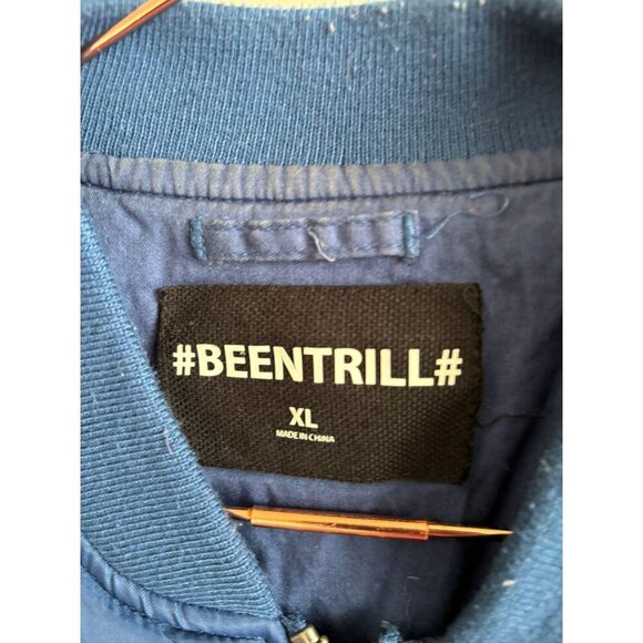 BeenTrill Mens Patch Bomber Jacket Blue Size XL - Picture 6 of 15